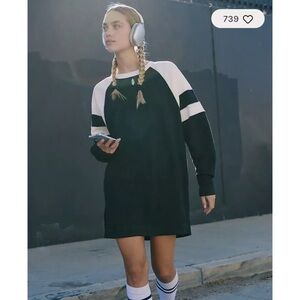 26. Free People Movement Black And White Heritage Sport SweatShirt Dress Size S